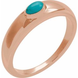 14K Rose Gold Natural Turquoise Cabochon Dome Ring