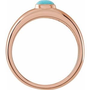 14K Rose Gold Natural Turquoise Cabochon Dome Ring