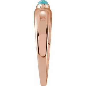 14K Rose Gold Natural Turquoise Cabochon Dome Ring