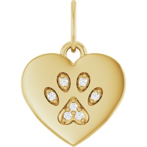 Engravable Paw Print Heart Pendant