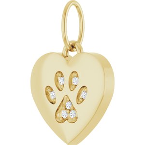 Engravable Paw Print Heart Pendant