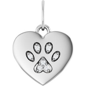 Engravable Paw Print Heart Pendant