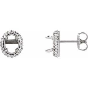 14K White Gold 8x6 mm Oval 1/2 CTW Lab-Grown Diamond Semi-Set Double Halo-Style Earrings