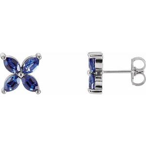 14K White Gold Lab-Grown Blue Sapphire Earrings