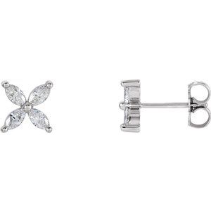 14K White Gold 1/2 CTW Natural Diamond Cluster Earrings