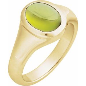 14K Yellow Gold 8x6 mm Natural Peridot Ring