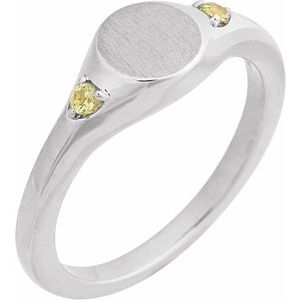 Sterling Silver Engravable Natural Peridot Signet Ring