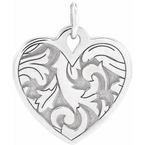 Engravable Floral Heart Necklace or Pendant