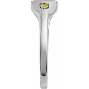 14K White Gold Engravable Natural Peridot Signet Ring