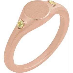 14K Rose Gold Engravable Natural Peridot Signet Ring