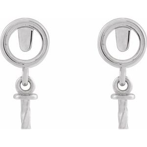 14K White Gold 7 mm Round Cabochon Earring Mounting for 8 mm Pearl – image 2
