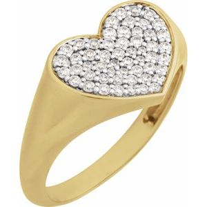 Pavé-Style Heart Signet Ring