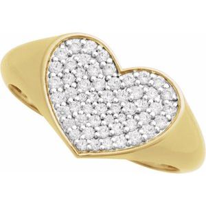 Pavé-Style Heart Signet Ring