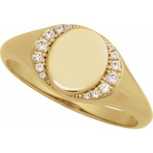 Engravable Accented Signet Ring
