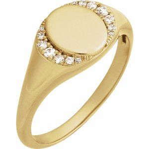Engravable Accented Signet Ring