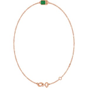 14K Rose Gold Natural Emerald 6 1/2-7 1/2" Bracelet – image 2