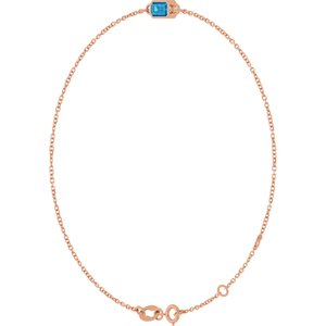 14K Rose Gold Natural Blue Zircon 6 1/2-7 1/2" Bracelet – image 2