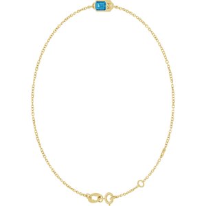 14K Yellow Gold Natural Blue Zircon 6 1/2-7 1/2" Bracelet – image 2