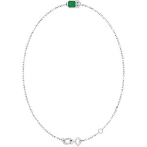 14K White Gold Natural Emerald 6 1/2-7 1/2" Bracelet – image 2