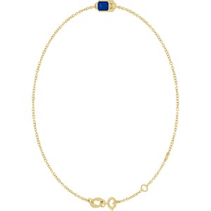 14K Yellow Gold Lab-Grown Blue Sapphire 6 1/2-7 1/2" Bracelet – image 2