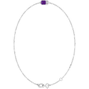 14K White Gold Natural Amethyst 6 1/2-7 1/2" Bracelet – image 2