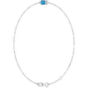 14K White Gold Natural Blue Zircon 6 1/2-7 1/2" Bracelet – image 2