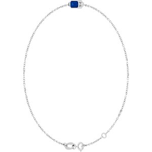 14K White Gold Natural Blue Sapphire 6 1/2-7 1/2" Bracelet – image 2