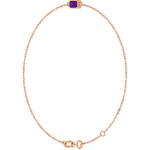 14K Rose Gold Natural Amethyst 6 1/2-7 1/2" Bracelet – image 2