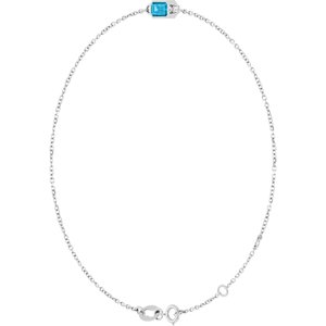 14K White Gold Natural Aquamarine 6 1/2-7 1/2" Bracelet – image 2