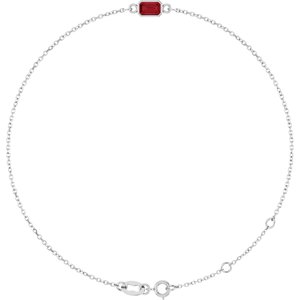 14K White Gold Natural Ruby 6 1/2-7 1/2" Bracelet