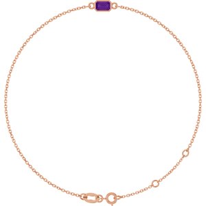 14K Rose Gold Natural Amethyst 6 1/2-7 1/2" Bracelet