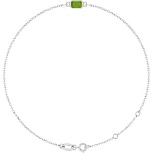 14K White Gold Natural Peridot 6 1/2-7 1/2" Bracelet