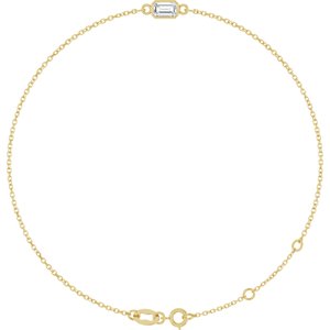 14K Yellow Gold Natural White Sapphire 6 1/2-7 1/2" Bracelet