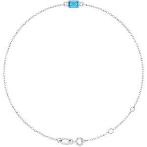 14K White Gold Natural Aquamarine 6 1/2-7 1/2" Bracelet