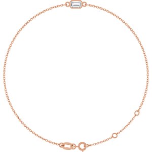14K Rose Gold 5x3 mm Emerald Bezel-Set 6 1/2-7 1/2" Bracelet Mounting