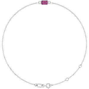 14K White Gold Natural Pink Tourmaline 6 1/2-7 1/2" Bracelet