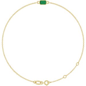 14K Yellow Gold Natural Emerald 6 1/2-7 1/2" Bracelet