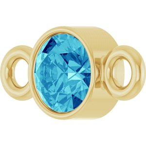 14K Yellow Gold Natural Blue Zircon Link