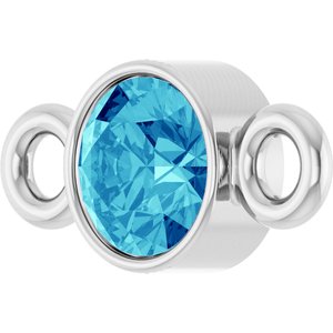 14K White Gold Natural Blue Zircon Link