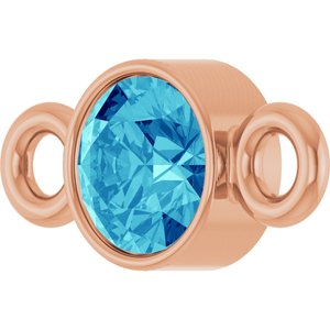 14K Rose Gold Natural Blue Zircon Link