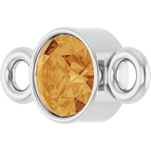 14K White Gold Natural Citrine Link
