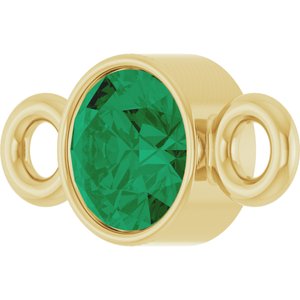 14K Yellow Gold Natural Emerald Link