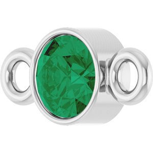14K White Gold Natural Emerald Link