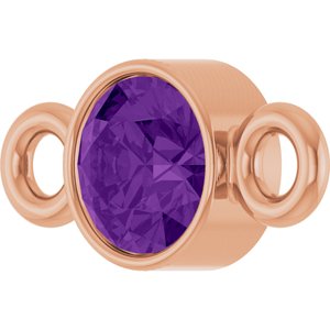 14K Rose Gold Natural Amethyst Link