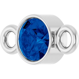 14K White Gold Natural Blue Sapphire Link