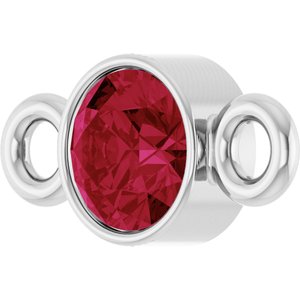 14K White Gold Lab-Grown Ruby Link