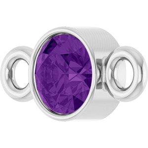 14K White Gold Natural Amethyst Link