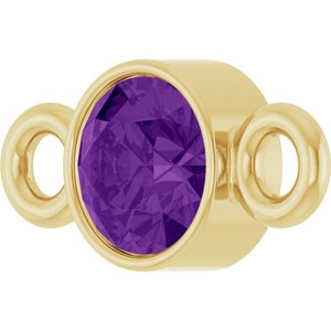 14K Yellow Gold Natural Amethyst Link