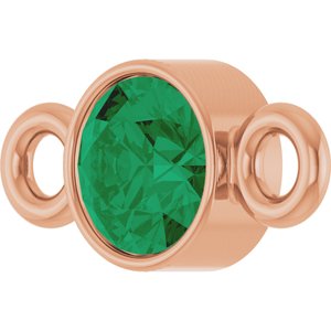 14K Rose Gold Lab-Grown Emerald Link