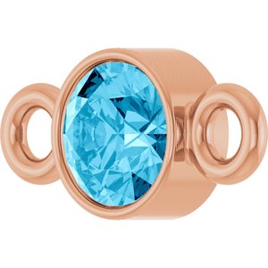 14K Rose Gold Natural Aquamarine Link
